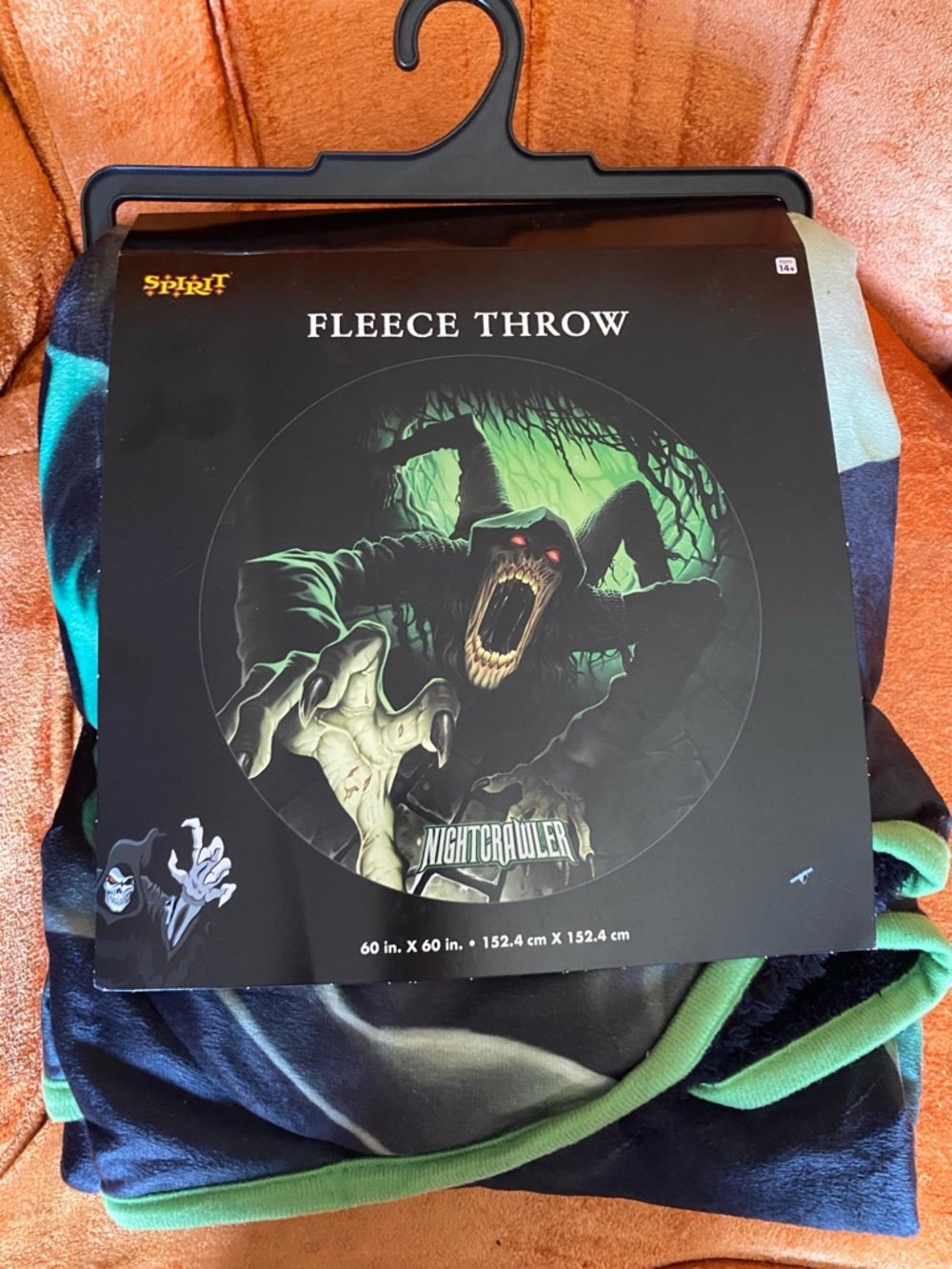 Spirit Halloween black & green Nightcrawler fleece throw blanket